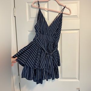 Lulus navy blue and white striped romper